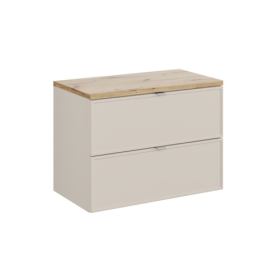 Comad Závěsná skříňka pod umyvadlo Dalia Cashmere s deskou 80 cm kašmírová/dub evoke