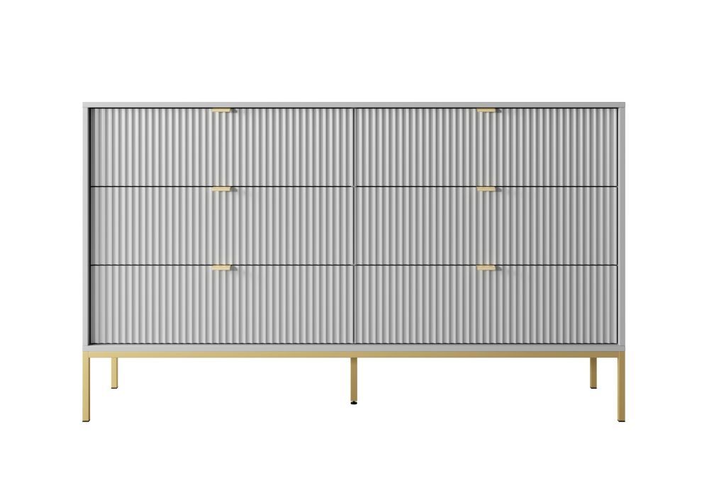 3kraft Komoda Nova 154 cm se zásuvkami šedá/zlatá - Houseland.cz